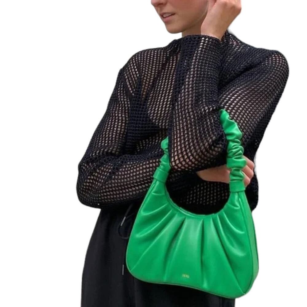 JW PEI Gabbi Top Handle Bag Soft Ruched Green Vegan Leather